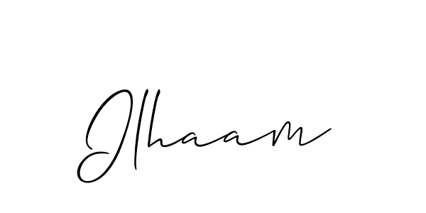 Create a beautiful signature design for name Ilhaam. With this signature (Allison_Script) fonts, you can make a handwritten signature for free. Ilhaam signature style 2 images and pictures png