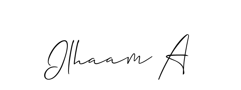 Make a beautiful signature design for name Ilhaam A. With this signature (Allison_Script) style, you can create a handwritten signature for free. Ilhaam A signature style 2 images and pictures png