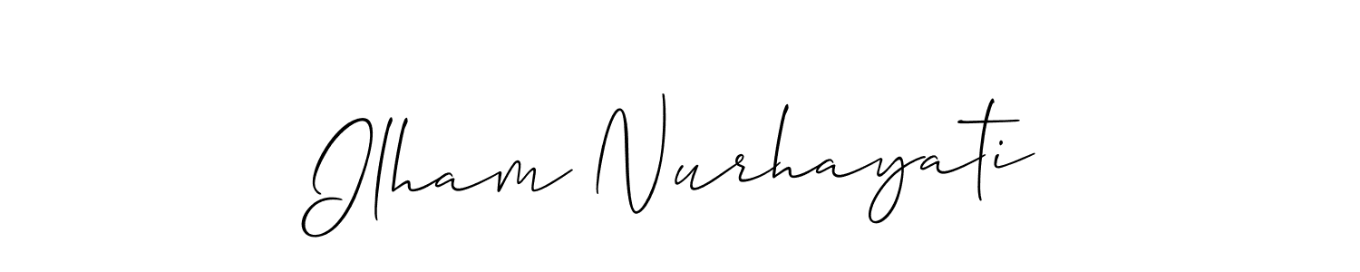 This is the best signature style for the Ilham Nurhayati name. Also you like these signature font (Allison_Script). Mix name signature. Ilham Nurhayati signature style 2 images and pictures png