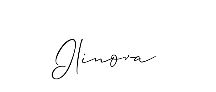 The best way (Allison_Script) to make a short signature is to pick only two or three words in your name. The name Ilinova include a total of six letters. For converting this name. Ilinova signature style 2 images and pictures png