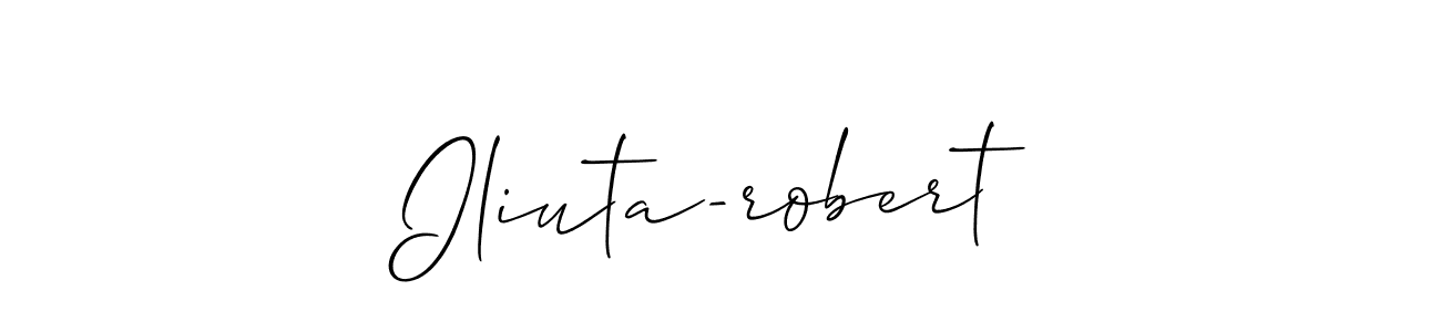 The best way (Allison_Script) to make a short signature is to pick only two or three words in your name. The name Iliuta-robert include a total of six letters. For converting this name. Iliuta-robert signature style 2 images and pictures png