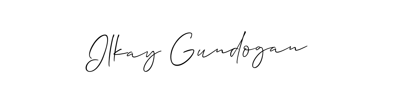 Make a beautiful signature design for name Ilkay Gundogan. With this signature (Allison_Script) style, you can create a handwritten signature for free. Ilkay Gundogan signature style 2 images and pictures png