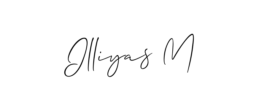 The best way (Allison_Script) to make a short signature is to pick only two or three words in your name. The name Illiyas M include a total of six letters. For converting this name. Illiyas M signature style 2 images and pictures png