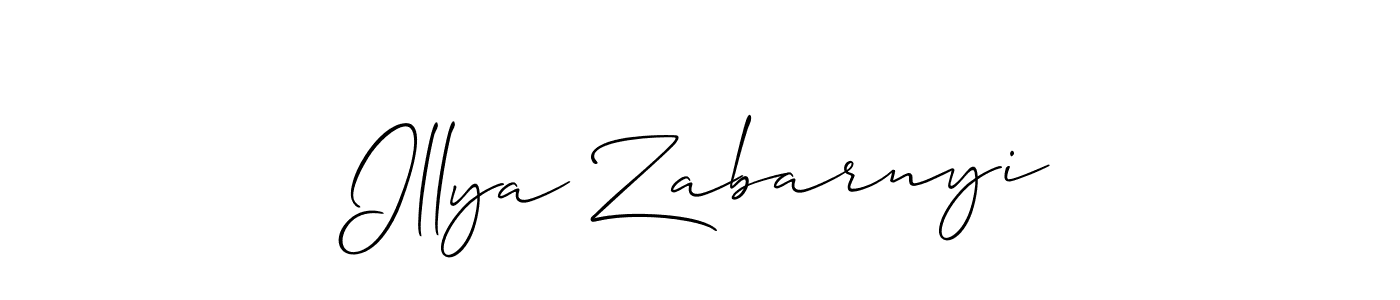You should practise on your own different ways (Allison_Script) to write your name (Illya Zabarnyi) in signature. don't let someone else do it for you. Illya Zabarnyi signature style 2 images and pictures png