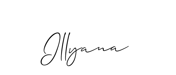 The best way (Allison_Script) to make a short signature is to pick only two or three words in your name. The name Illyana include a total of six letters. For converting this name. Illyana signature style 2 images and pictures png