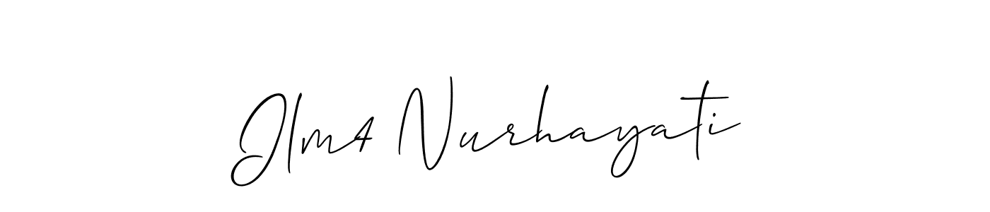 How to Draw Ilm4 Nurhayati signature style? Allison_Script is a latest design signature styles for name Ilm4 Nurhayati. Ilm4 Nurhayati signature style 2 images and pictures png