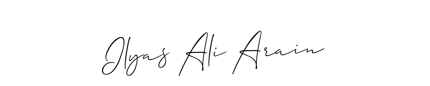 How to make Ilyas Ali Arain name signature. Use Allison_Script style for creating short signs online. This is the latest handwritten sign. Ilyas Ali Arain signature style 2 images and pictures png