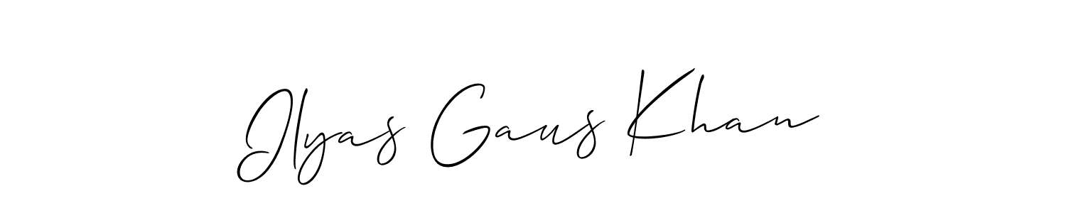 How to make Ilyas Gaus Khan name signature. Use Allison_Script style for creating short signs online. This is the latest handwritten sign. Ilyas Gaus Khan signature style 2 images and pictures png