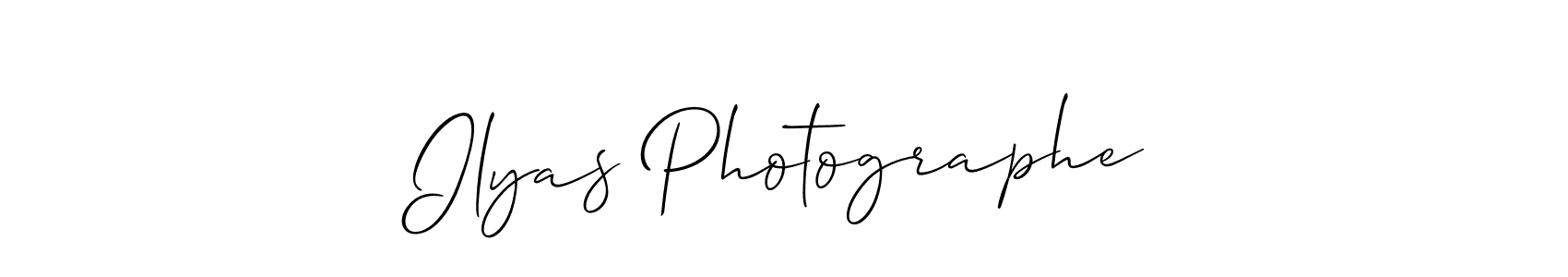 Similarly Allison_Script is the best handwritten signature design. Signature creator online .You can use it as an online autograph creator for name Ilyas Photographe. Ilyas Photographe signature style 2 images and pictures png