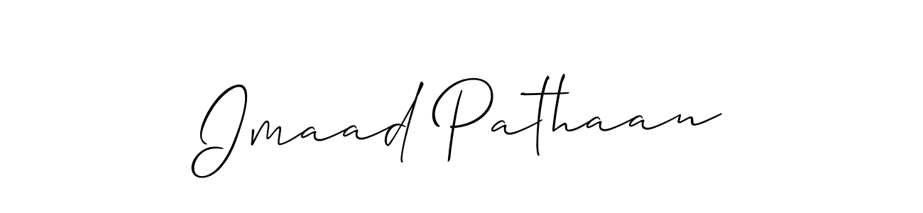 This is the best signature style for the Imaad Pathaan name. Also you like these signature font (Allison_Script). Mix name signature. Imaad Pathaan signature style 2 images and pictures png