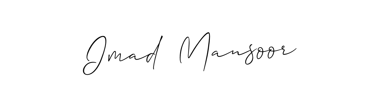 This is the best signature style for the Imad  Mansoor name. Also you like these signature font (Allison_Script). Mix name signature. Imad  Mansoor signature style 2 images and pictures png