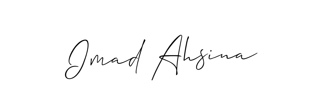 How to make Imad Ahsina name signature. Use Allison_Script style for creating short signs online. This is the latest handwritten sign. Imad Ahsina signature style 2 images and pictures png