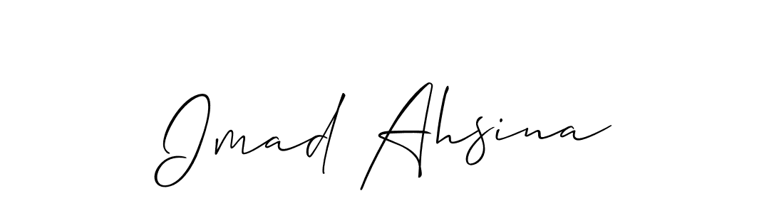 if you are searching for the best signature style for your name Imad Ahsina. so please give up your signature search. here we have designed multiple signature styles  using Allison_Script. Imad Ahsina signature style 2 images and pictures png