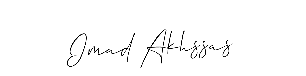 The best way (Allison_Script) to make a short signature is to pick only two or three words in your name. The name Imad Akhssas include a total of six letters. For converting this name. Imad Akhssas signature style 2 images and pictures png