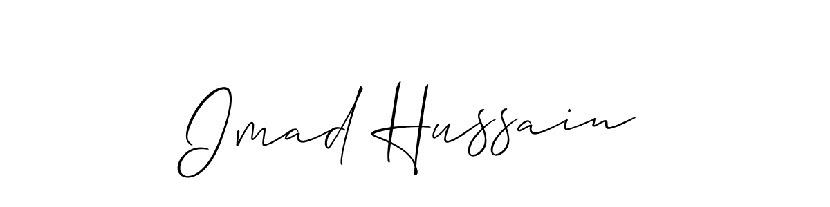 You should practise on your own different ways (Allison_Script) to write your name (Imad Hussain) in signature. don't let someone else do it for you. Imad Hussain signature style 2 images and pictures png