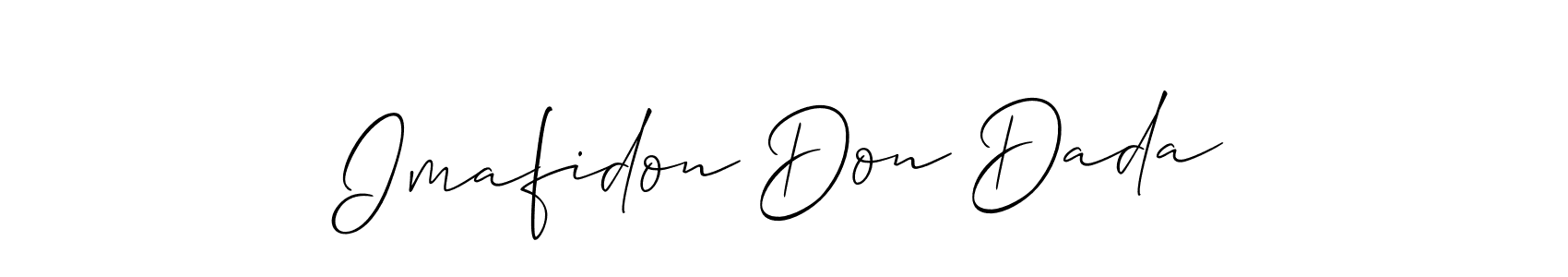 Similarly Allison_Script is the best handwritten signature design. Signature creator online .You can use it as an online autograph creator for name Imafidon Don Dada. Imafidon Don Dada signature style 2 images and pictures png