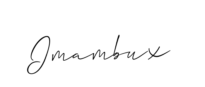 The best way (Allison_Script) to make a short signature is to pick only two or three words in your name. The name Imambux include a total of six letters. For converting this name. Imambux signature style 2 images and pictures png