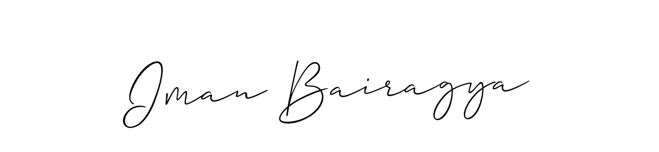 The best way (Allison_Script) to make a short signature is to pick only two or three words in your name. The name Iman Bairagya include a total of six letters. For converting this name. Iman Bairagya signature style 2 images and pictures png