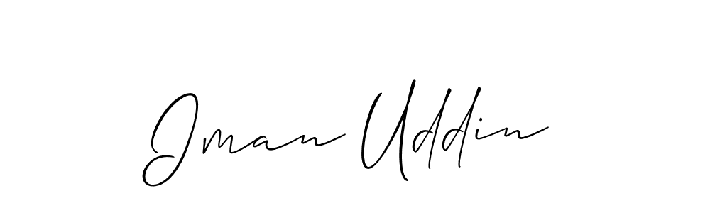 The best way (Allison_Script) to make a short signature is to pick only two or three words in your name. The name Iman Uddin include a total of six letters. For converting this name. Iman Uddin signature style 2 images and pictures png