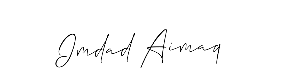 The best way (Allison_Script) to make a short signature is to pick only two or three words in your name. The name Imdad Aimaq include a total of six letters. For converting this name. Imdad Aimaq signature style 2 images and pictures png