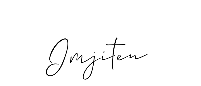 The best way (Allison_Script) to make a short signature is to pick only two or three words in your name. The name Imjiten include a total of six letters. For converting this name. Imjiten signature style 2 images and pictures png