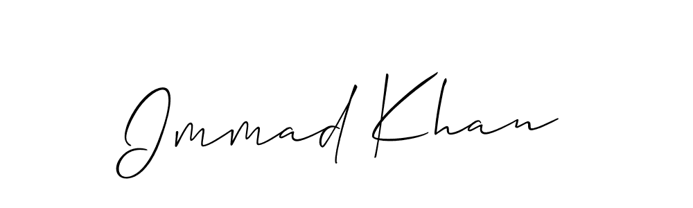 Create a beautiful signature design for name Immad Khan. With this signature (Allison_Script) fonts, you can make a handwritten signature for free. Immad Khan signature style 2 images and pictures png