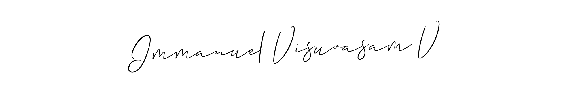 Create a beautiful signature design for name Immanuel Visuvasam V. With this signature (Allison_Script) fonts, you can make a handwritten signature for free. Immanuel Visuvasam V signature style 2 images and pictures png