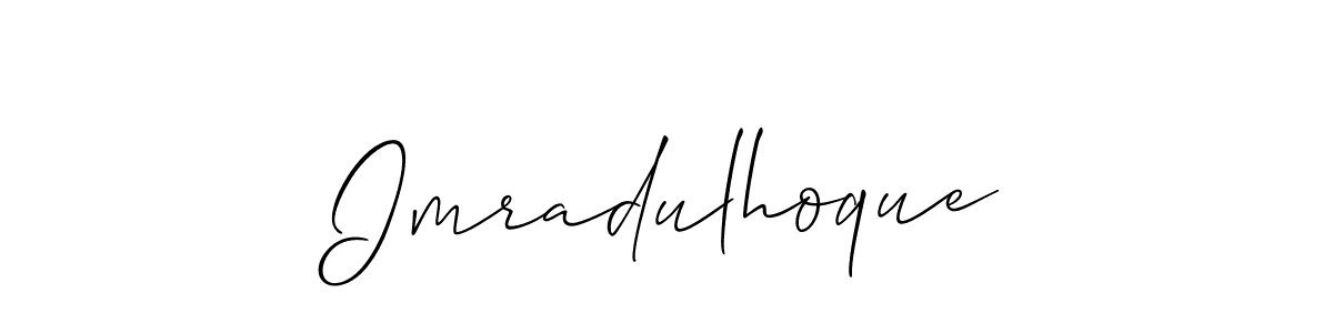 The best way (Allison_Script) to make a short signature is to pick only two or three words in your name. The name Imradulhoque include a total of six letters. For converting this name. Imradulhoque signature style 2 images and pictures png