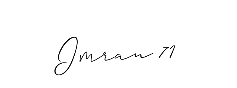 Also You can easily find your signature by using the search form. We will create Imran 71 name handwritten signature images for you free of cost using Allison_Script sign style. Imran 71 signature style 2 images and pictures png