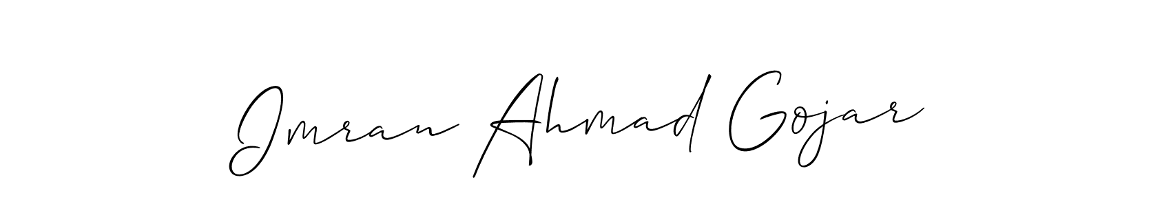 This is the best signature style for the Imran Ahmad Gojar name. Also you like these signature font (Allison_Script). Mix name signature. Imran Ahmad Gojar signature style 2 images and pictures png