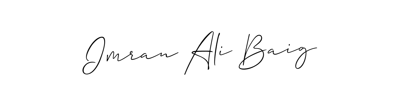 Make a beautiful signature design for name Imran Ali Baig. With this signature (Allison_Script) style, you can create a handwritten signature for free. Imran Ali Baig signature style 2 images and pictures png