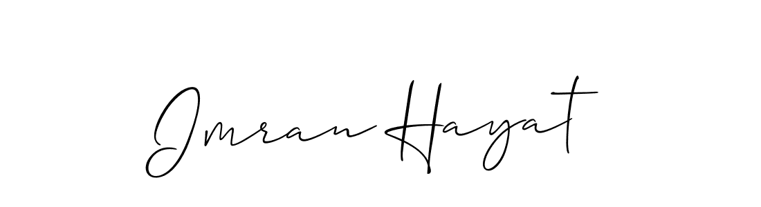 How to make Imran Hayat name signature. Use Allison_Script style for creating short signs online. This is the latest handwritten sign. Imran Hayat signature style 2 images and pictures png