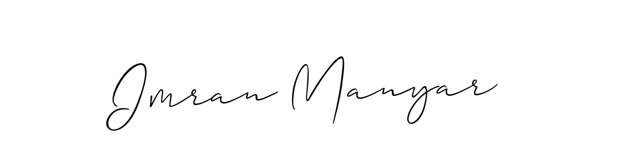 Make a short Imran Manyar signature style. Manage your documents anywhere anytime using Allison_Script. Create and add eSignatures, submit forms, share and send files easily. Imran Manyar signature style 2 images and pictures png