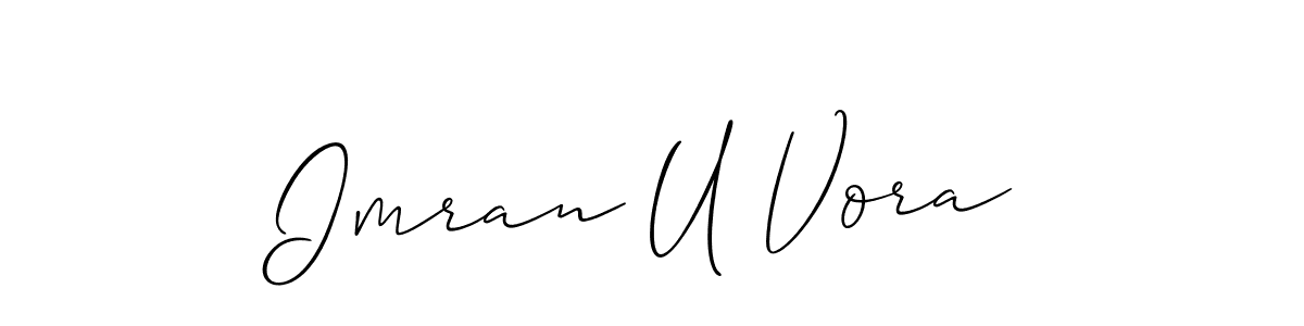 Also You can easily find your signature by using the search form. We will create Imran U Vora name handwritten signature images for you free of cost using Allison_Script sign style. Imran U Vora signature style 2 images and pictures png