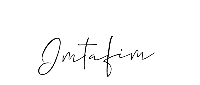 The best way (Allison_Script) to make a short signature is to pick only two or three words in your name. The name Imtafim include a total of six letters. For converting this name. Imtafim signature style 2 images and pictures png