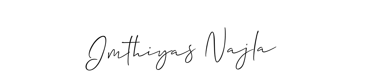 Use a signature maker to create a handwritten signature online. With this signature software, you can design (Allison_Script) your own signature for name Imthiyas Najla. Imthiyas Najla signature style 2 images and pictures png