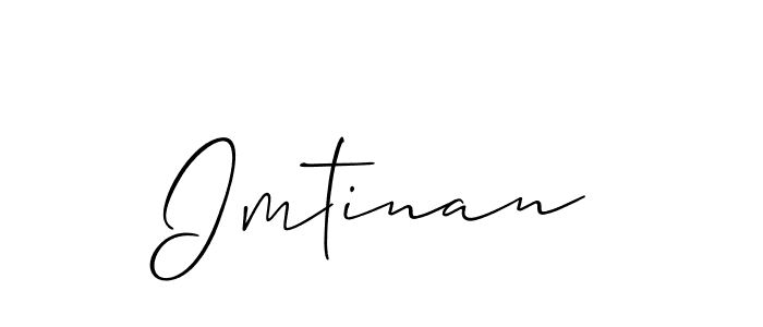 Make a beautiful signature design for name Imtinan. With this signature (Allison_Script) style, you can create a handwritten signature for free. Imtinan signature style 2 images and pictures png