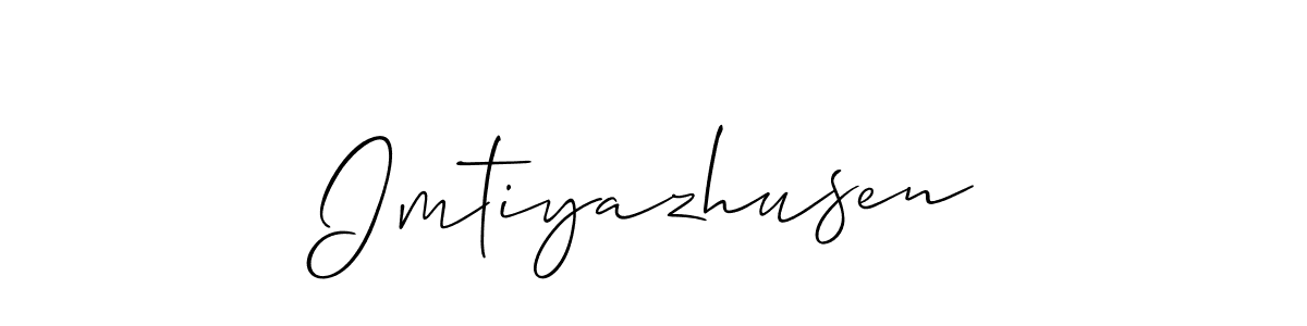 Also You can easily find your signature by using the search form. We will create Imtiyazhusen name handwritten signature images for you free of cost using Allison_Script sign style. Imtiyazhusen signature style 2 images and pictures png