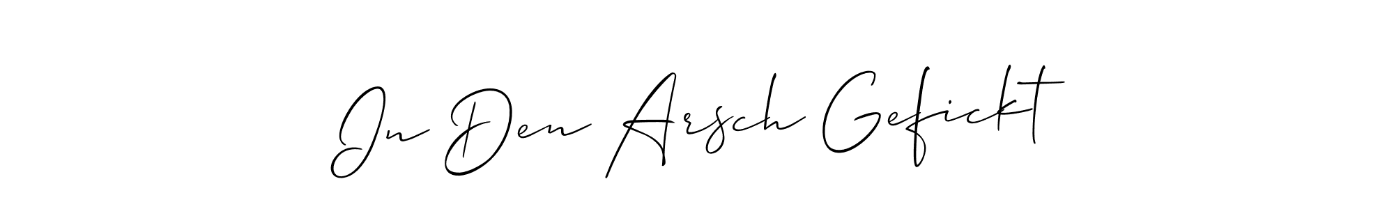 Use a signature maker to create a handwritten signature online. With this signature software, you can design (Allison_Script) your own signature for name In Den Arsch Gefickt. In Den Arsch Gefickt signature style 2 images and pictures png