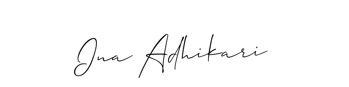 How to make Ina Adhikari signature? Allison_Script is a professional autograph style. Create handwritten signature for Ina Adhikari name. Ina Adhikari signature style 2 images and pictures png