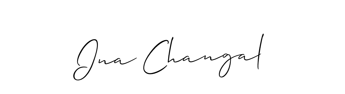 You should practise on your own different ways (Allison_Script) to write your name (Ina Changal) in signature. don't let someone else do it for you. Ina Changal signature style 2 images and pictures png