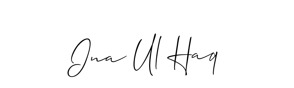 How to make Ina Ul Haq name signature. Use Allison_Script style for creating short signs online. This is the latest handwritten sign. Ina Ul Haq signature style 2 images and pictures png