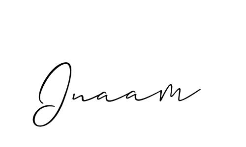 Make a beautiful signature design for name Inaam. With this signature (Allison_Script) style, you can create a handwritten signature for free. Inaam signature style 2 images and pictures png