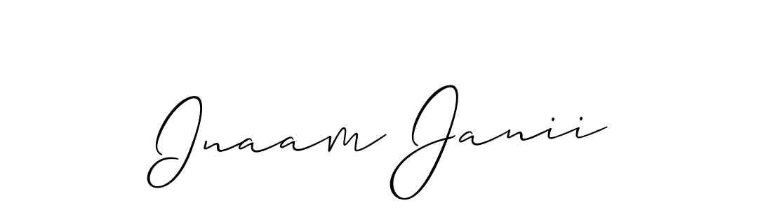 The best way (Allison_Script) to make a short signature is to pick only two or three words in your name. The name Inaam Janii include a total of six letters. For converting this name. Inaam Janii signature style 2 images and pictures png