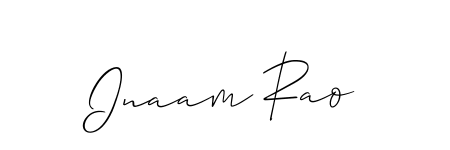 Make a beautiful signature design for name Inaam Rao. With this signature (Allison_Script) style, you can create a handwritten signature for free. Inaam Rao signature style 2 images and pictures png