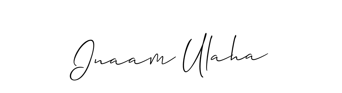 Create a beautiful signature design for name Inaam Ulaha. With this signature (Allison_Script) fonts, you can make a handwritten signature for free. Inaam Ulaha signature style 2 images and pictures png