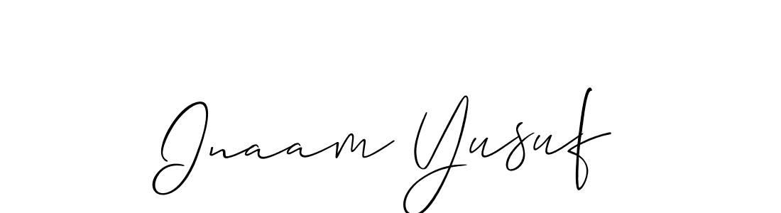 Inaam Yusuf stylish signature style. Best Handwritten Sign (Allison_Script) for my name. Handwritten Signature Collection Ideas for my name Inaam Yusuf. Inaam Yusuf signature style 2 images and pictures png