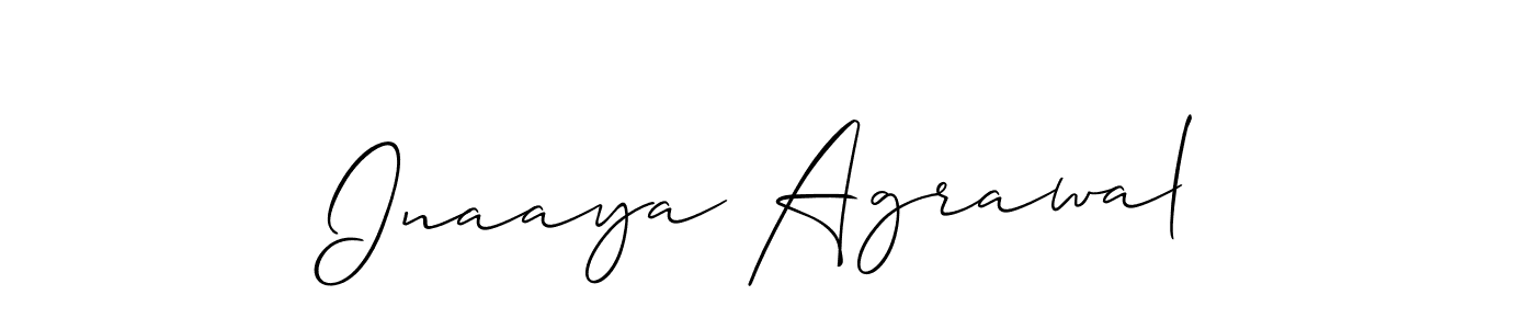 How to make Inaaya Agrawal signature? Allison_Script is a professional autograph style. Create handwritten signature for Inaaya Agrawal name. Inaaya Agrawal signature style 2 images and pictures png