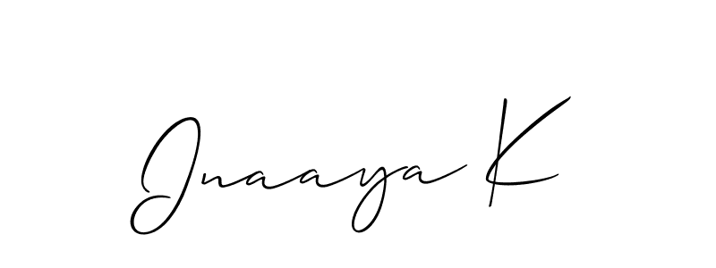Allison_Script is a professional signature style that is perfect for those who want to add a touch of class to their signature. It is also a great choice for those who want to make their signature more unique. Get Inaaya K name to fancy signature for free. Inaaya K signature style 2 images and pictures png
