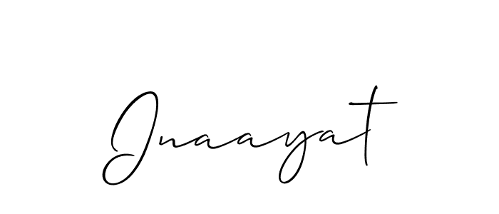 Design your own signature with our free online signature maker. With this signature software, you can create a handwritten (Allison_Script) signature for name Inaayat. Inaayat signature style 2 images and pictures png